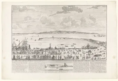 Gezicht op de haven en de reede van Messina