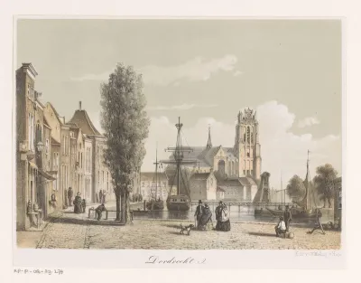 Gezicht op de haven in Dordrecht
