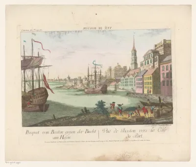 Gezicht op de haven te Boston