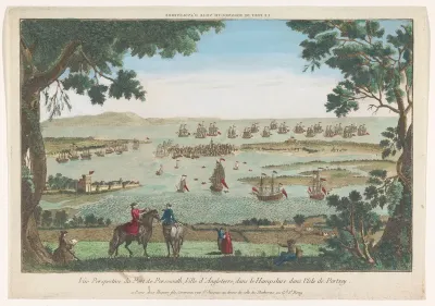 Gezicht op de haven te Portsmouth