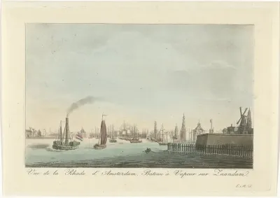 Gezicht op de haven van Amsterdam