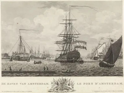 Gezicht op de haven van Amsterdam
