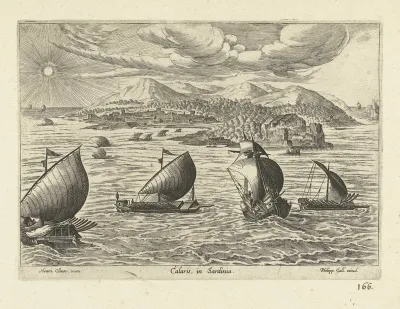 Gezicht op de haven van Cagliari
