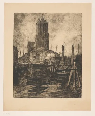 Gezicht op de haven van Dordrecht