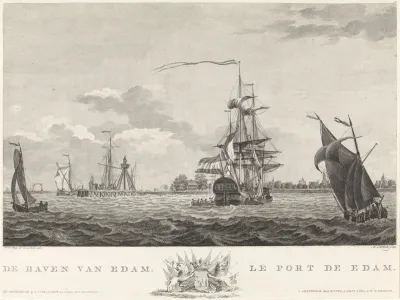 Gezicht op de haven van Edam