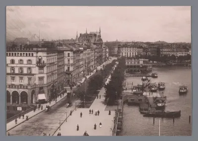 Gezicht op de haven van Hamburg