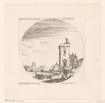 Gezicht op de haven van Marseille met toren