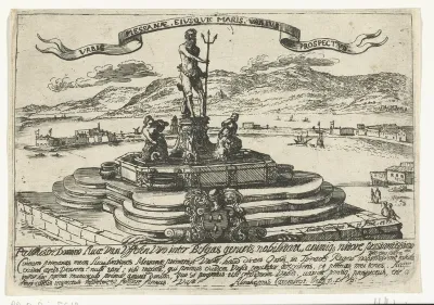 Gezicht op de haven van Messina en de Neptunus-fontein