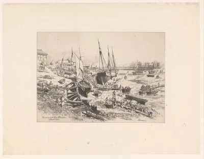 Gezicht op de haven van Normandië