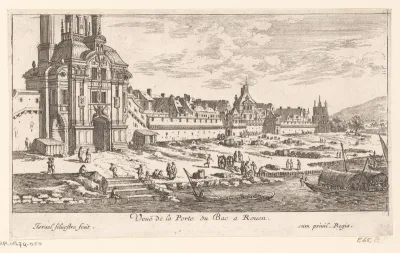 Gezicht op de haven van Rouen