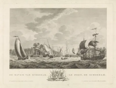 Gezicht op de haven van Schiedam