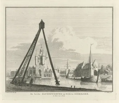 Gezicht op de haven van Zierikzee, 1743