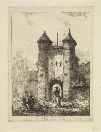 Gezicht op de Helpoort te Maastricht, gezien vanaf de veldzijde