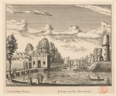 Gezicht op de Herenpoort te Leiden