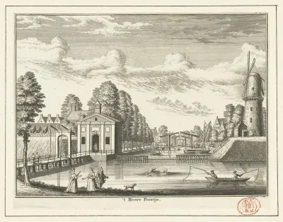 Gezicht op de Herenpoort te Leiden