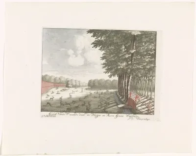 Gezicht op de hertenkamp van Paleis Soestdijk