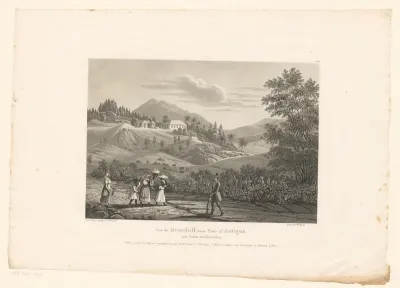 Gezicht op de heuvels van het eiland Antigua