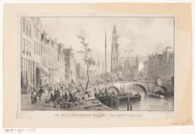 Gezicht op de Hillegommermarkt bij de Reesluis in Amsterdam