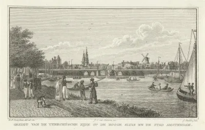 Gezicht op de Hoge Sluis en de stad Amsterdam