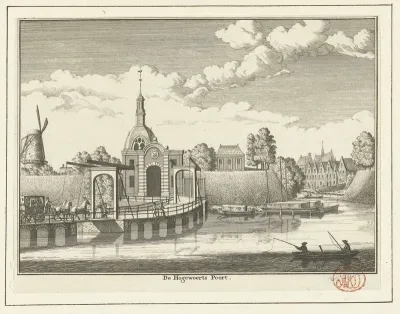 Gezicht op de Hoogewoerdsbuitenpoort te Leiden