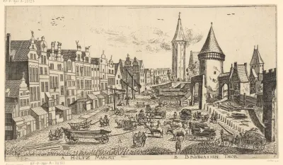 Gezicht op de houtmarkt in Danzig