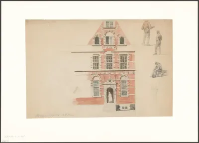 Gezicht op de ingang op de binnenplaats van het Oost-Indisch Huis
