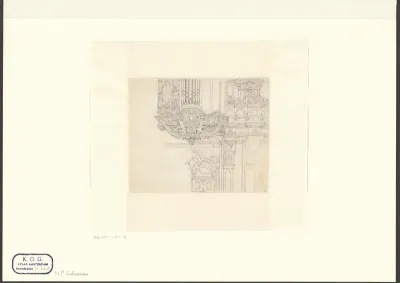 Gezicht op de ingang van de Oude Kerk onder het orgel