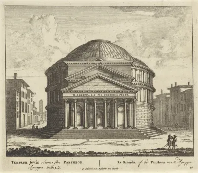 Gezicht op de ingang van het Pantheon in Rome