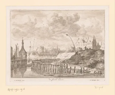 Gezicht op de Jachthaven buiten de Blauwbrug