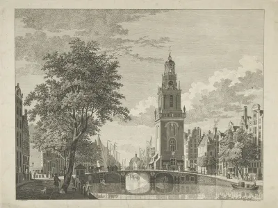 Gezicht op de Jan Roodenpoortstoren te Amsterdam