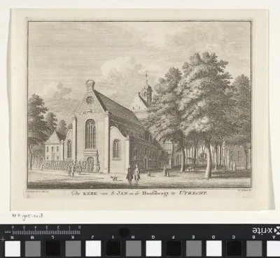 Gezicht op de Janskerk en de wacht te Utrecht