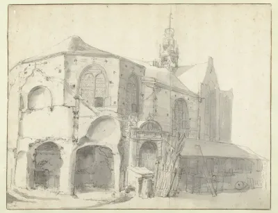 Gezicht op de Jeruzalemkapel en Sint Olofskapel te Amsterdam