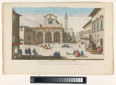 Gezicht op de kerk en het plein San Pier Maggiore te Florence