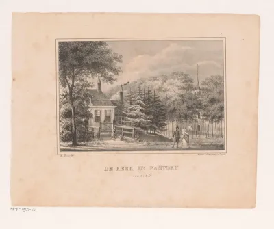 Gezicht op de kerk en pastorie in De Bilt
