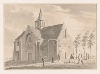 Gezicht op de kerk in Sint Pancras