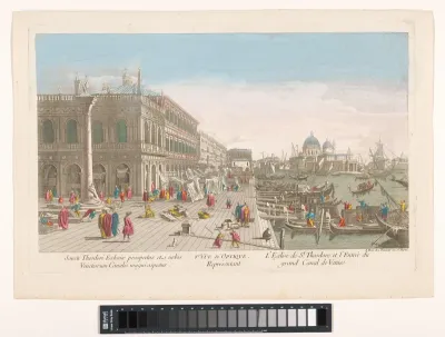 Gezicht op de kerk San Teodoro en het begin van de Canal Grande te Venetië