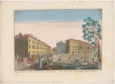 Gezicht op de kerk Sant'Antonio Abate en het Palazzo Arcivescovile te Udine