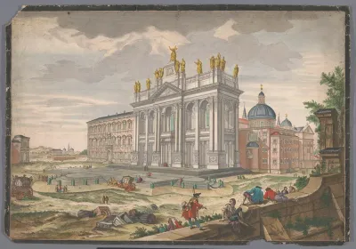 Gezicht op de kerk Sint-Jan van Lateranen te Rome