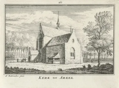 Gezicht op de kerk te Arkel, 1631