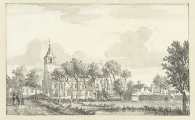 Gezicht op de kerk te Hoog Blokland