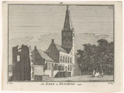 Gezicht op de kerk te Rijnsburg, 1730