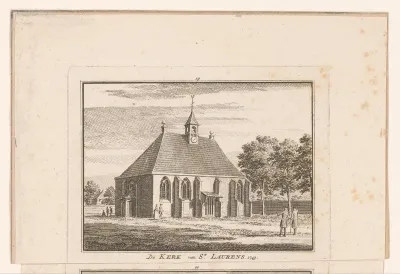 Gezicht op de kerk te Sint Laurens, 1743