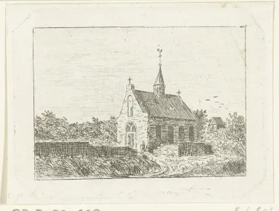 Gezicht op de kerk te Ubbergen bij Nijmegen