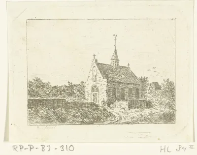 Gezicht op de kerk te Ubbergen bij Nijmegen