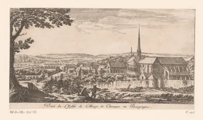 Gezicht op de kerk van de abdij van Clairvaux