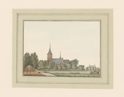 Gezicht op de kerk van het dorp Pijnacker