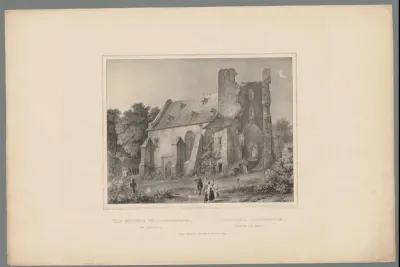 Gezicht op de kerk van Laubenheim met begraafplaats