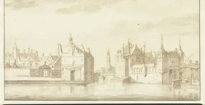 Gezicht op de Ketelpoort en de Rotterdamse Poort te Delft