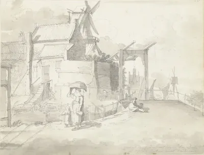 Gezicht op de Ketelpoort te Delft