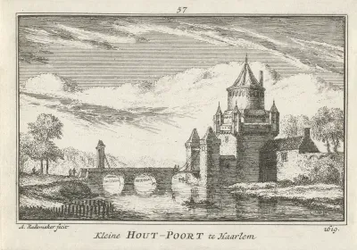 Gezicht op de Kleine Houtpoort te Haarlem, 1619